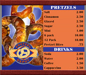 Menu Board pretzels