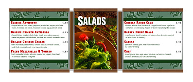 Menu Boards Wood Trim Series Salad Café